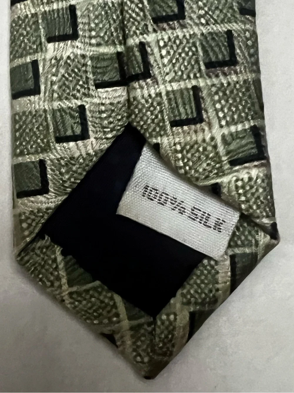Pierre Cardin 100% Silk Luxury Designer Tie Green Pastel Geometric Retro Necktie